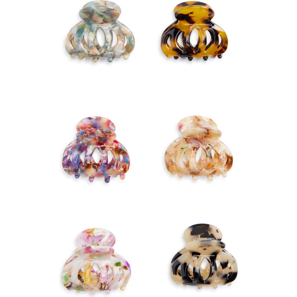 Tasha Assorted 6-pack Claw Hair Clips In Blue
