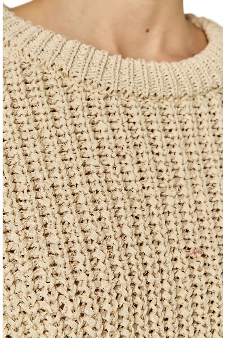 Mixed Media Cotton Blend Dress, Alternate, color, CREAM