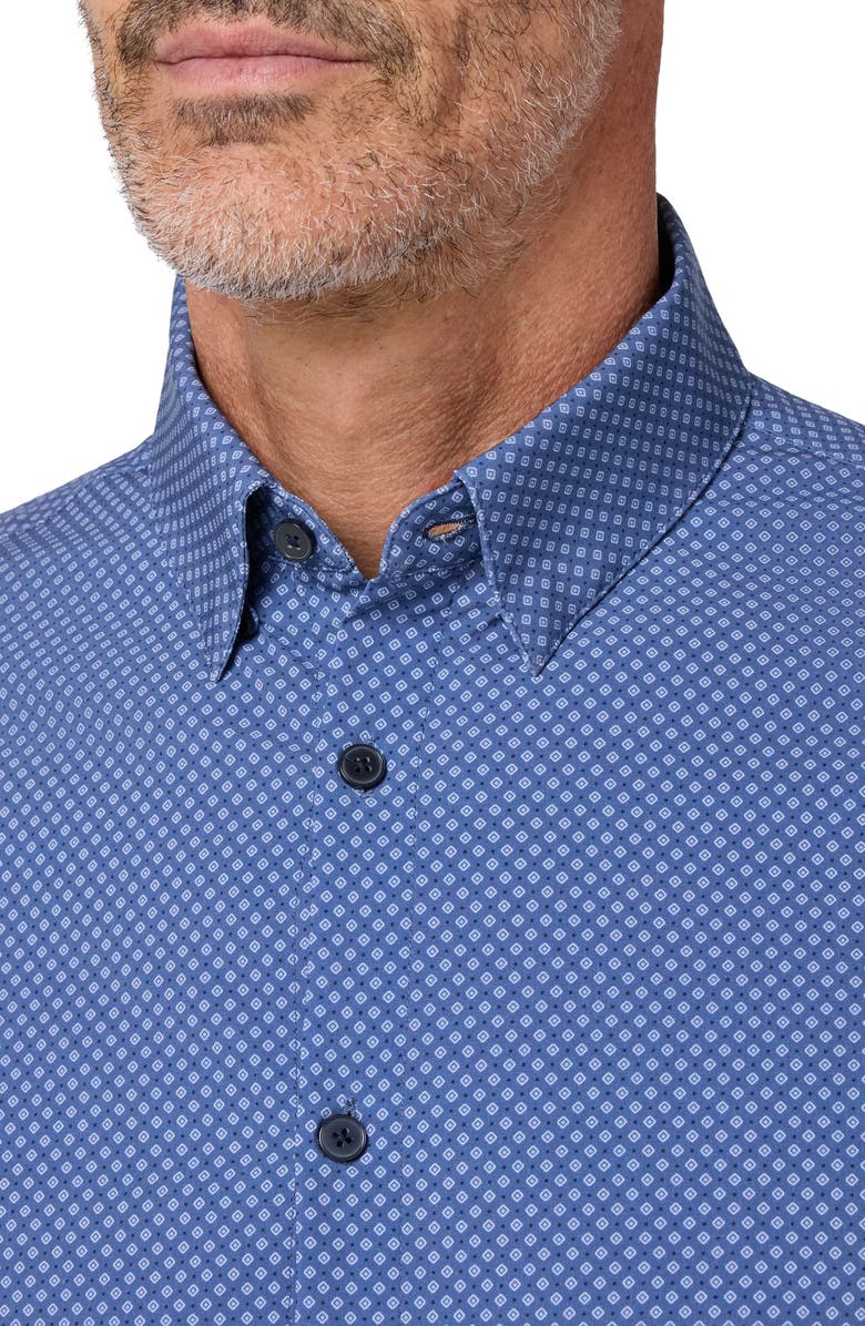 Mizzen+Main Leeward Trim Fit Diamond Print Performance Button-Up Shirt, Alternate, color, Coastal Fjord Double Diamond