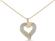 Haus of Brilliance Silver 1.00 Cttw Baguette Diamond Composite Open Heart Pendant Necklace