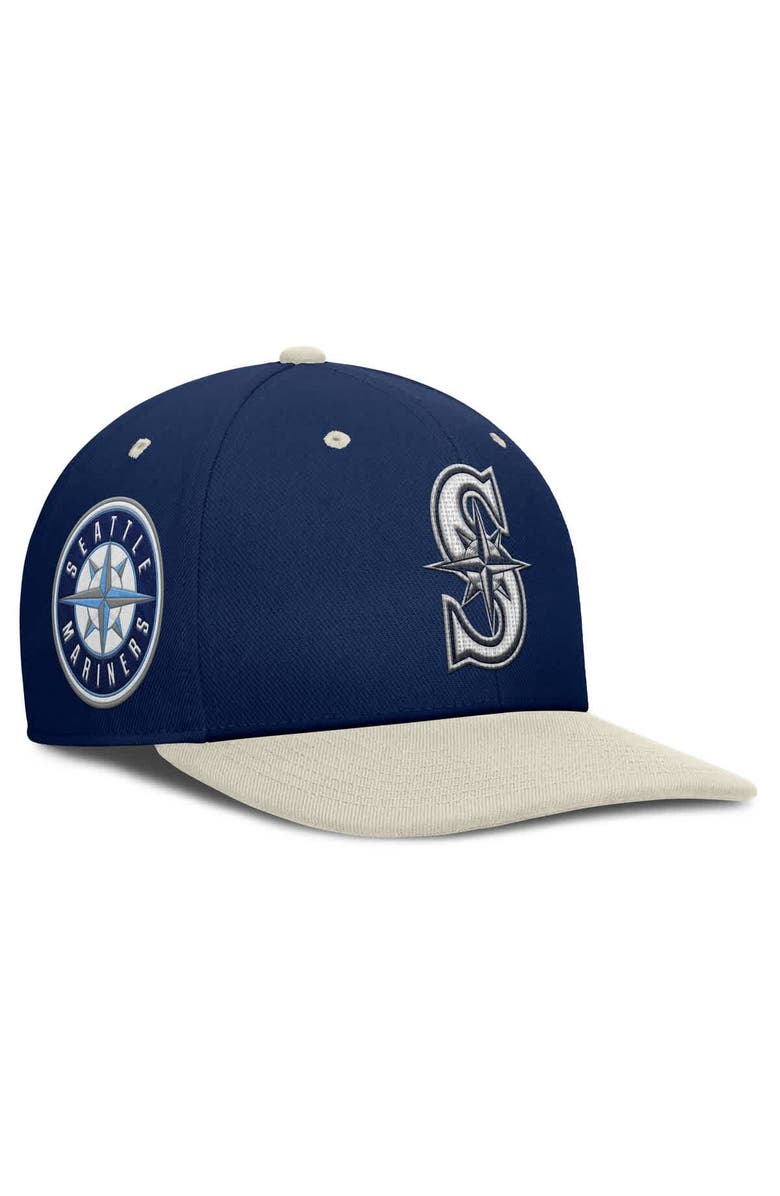 Nike Men's Nike Navy/Cream Seattle Mariners Pro Performance Snapback Hat, Alternate, color, 