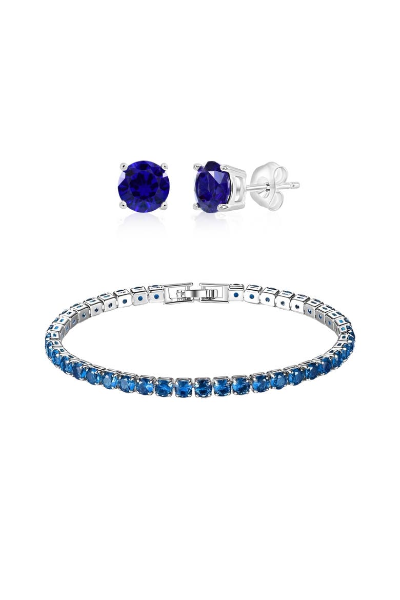 Tennis Bracelet And Earrings Set, Main, color, Blue