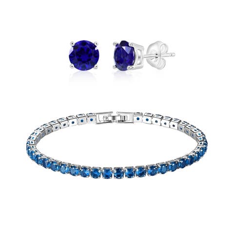 Tennis Bracelet And Earrings Set