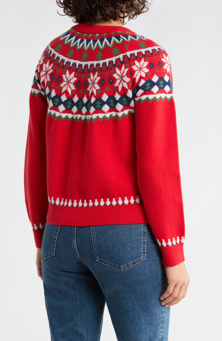 Vigoss Christmas Fair Isle Cardigan, Alternate, color, Red Combo