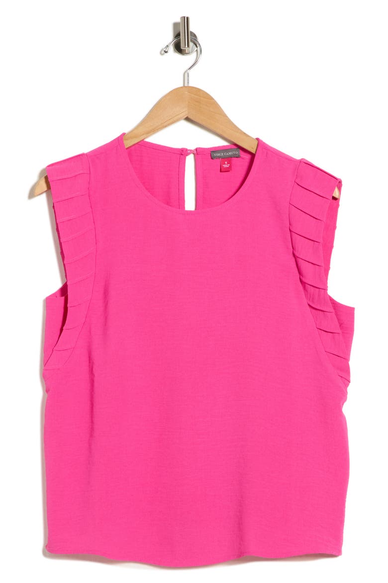Pleat Sleeve Shell Top, Alternate, color, POMEGRANATE PINK