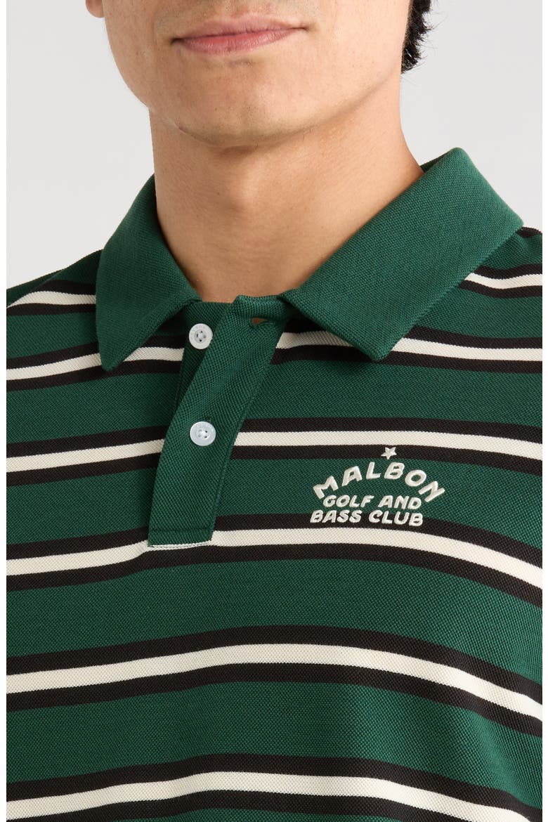 Fairway Bass Club Stripe Piqué Polo, Alternate, color, FOREST STRIPE