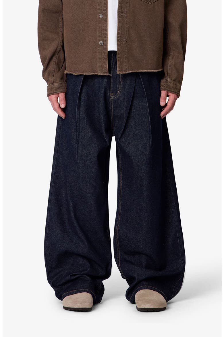 Pleated Baggy Wide Leg Jeans, Main, color, RINSED INDIGO