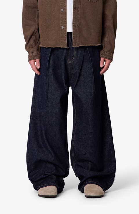 Pleated Baggy Wide Leg Jeans