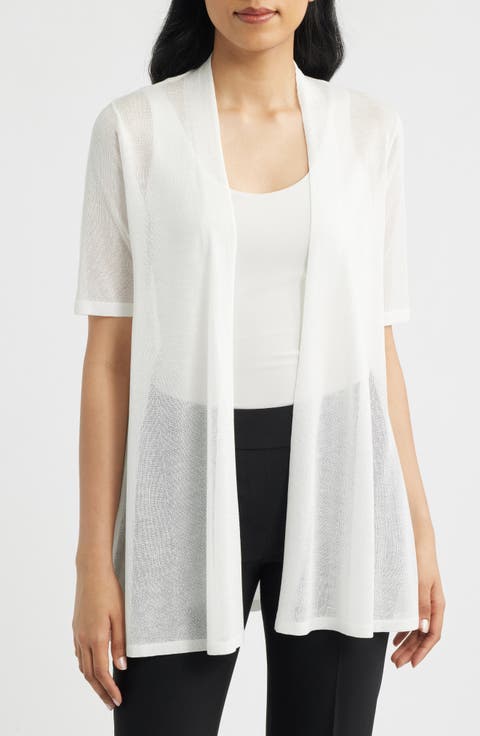 Semisheer Short Sleeve Cardigan (Regular & Petite)