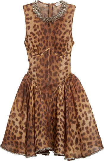 ワンピースその他 ZIMMERMANN Leopard print short dress in linen Zimmermann Women's Leopard Print Short Dress In Linen