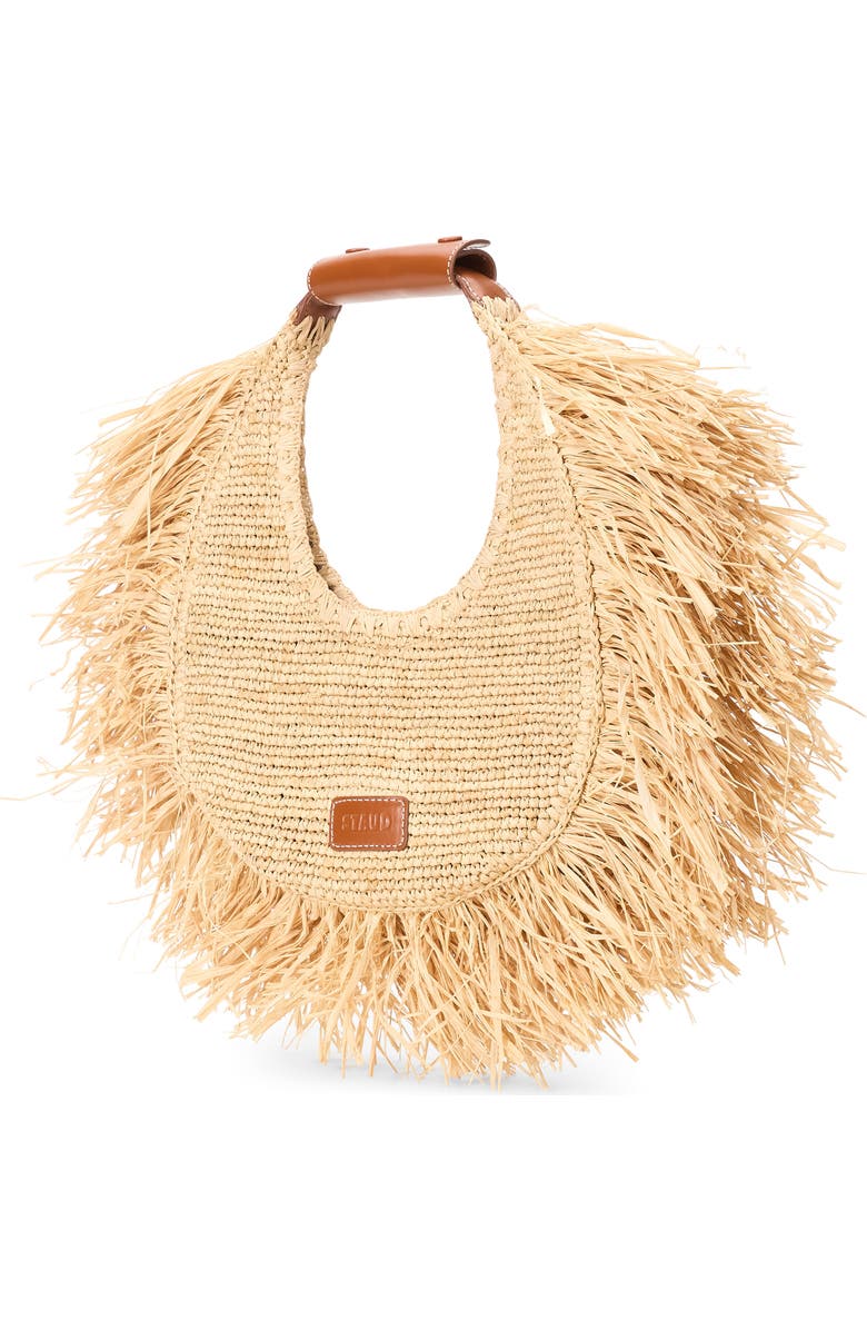 STAUD Moon Fringe Raffia Tote, Alternate, color,