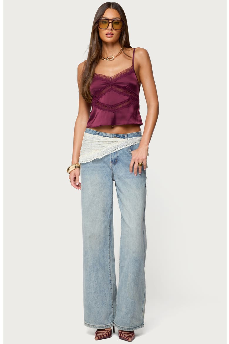 Tamar Satin Camisole Crop Top, Alternate, color, BURGUNDY