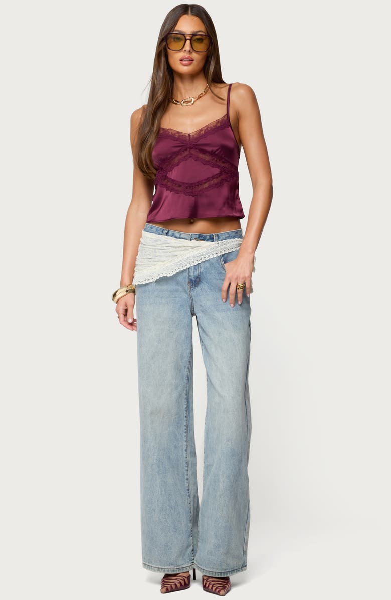 EDIKTED Tamar Satin Camisole Crop Top, Alternate, color,