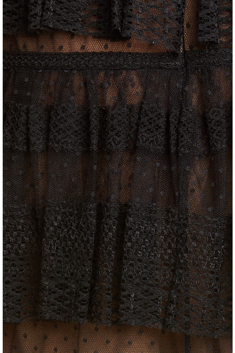 Off the Shoulder Tiered Gown, Alternate, color, BLACK