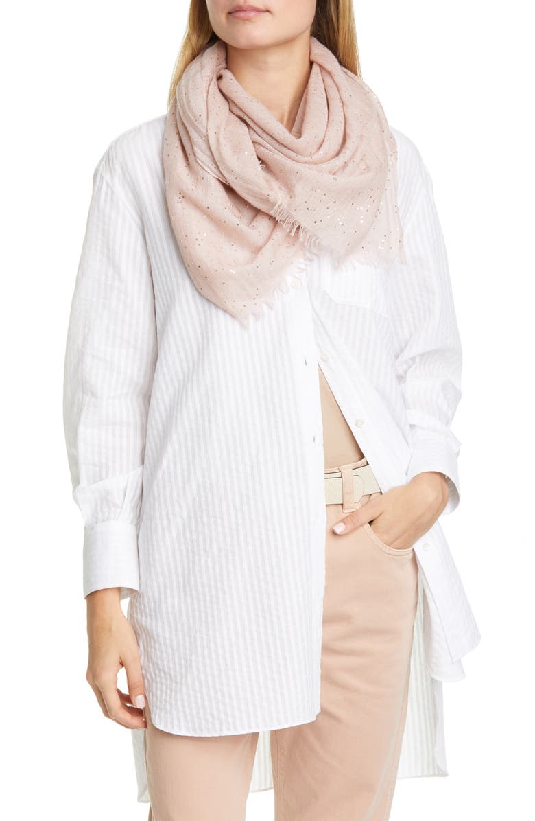 Brunello Cucinelli Paillette Cashmere & Silk Blend Scarf, Alternate, color, 
