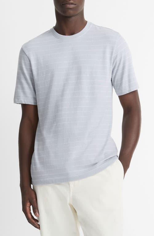 Vince Stripe Crewneck T-shirt In Ocean Glass/optic White