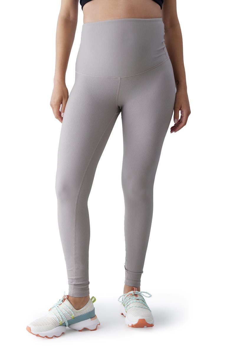 Ribbed Maternity Leggings, Main, color, PUTTY