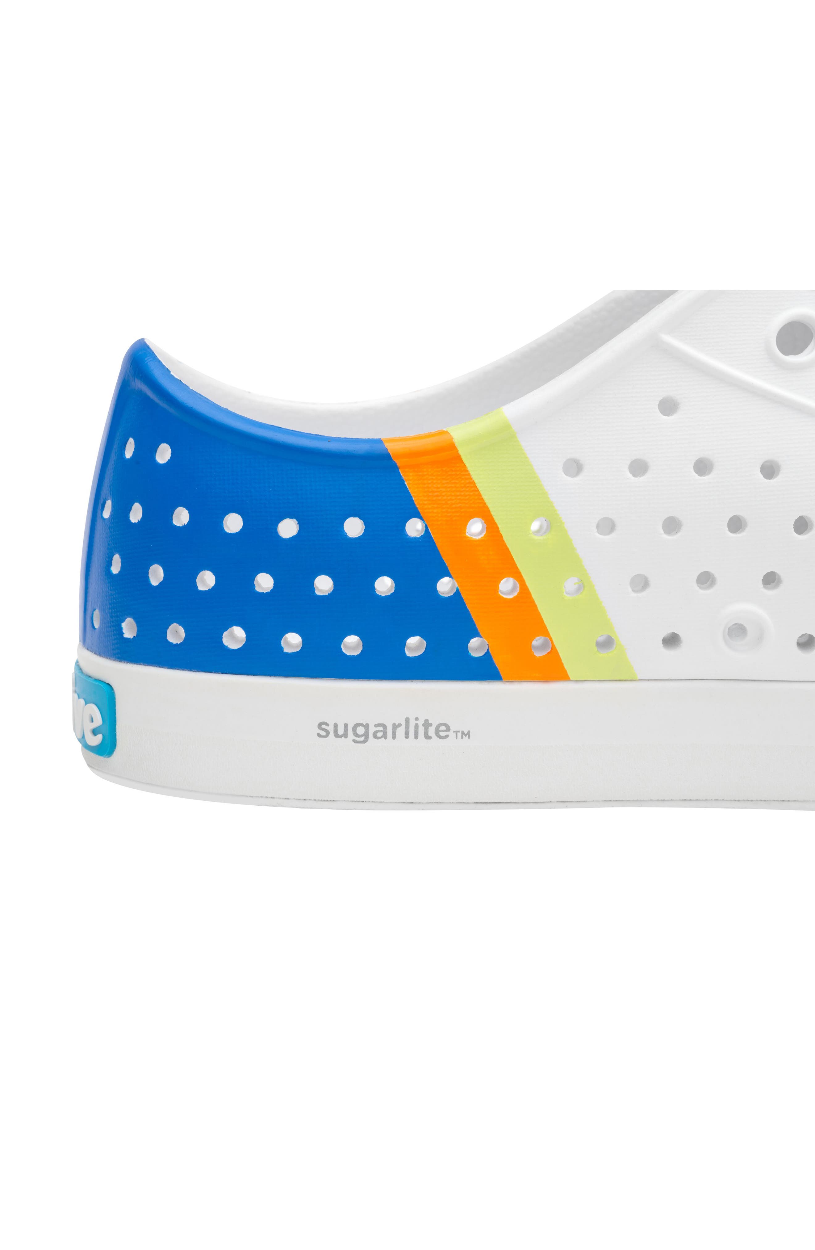 Native Shoes 'Jefferson' Water Friendly Perforated Sneaker, Alternate, color, Shell White/ Uv Blue Block