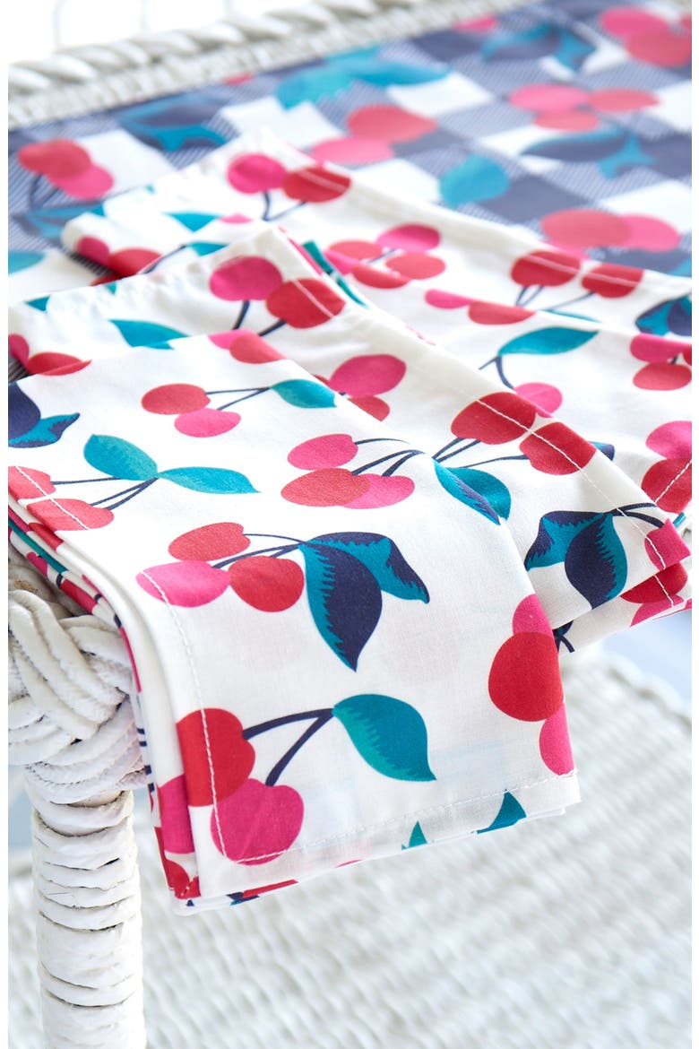 Set of 4 Cherry Print Cloth Napkins, Alternate, color, CHERRY