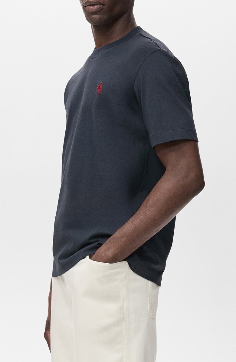 MANGO Shellfish Embroidery Crewneck T-Shirt, Alternate, color, Navy