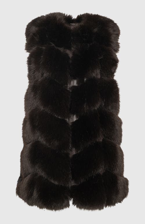 Lyla Grant Fur-free Fox (faux Fur) Chevron Vest In Brown