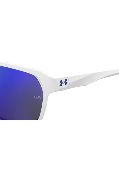 Under Armour Dominate 62mm Gradient Polarized Rectangular Sunglasses In Matte White Blue