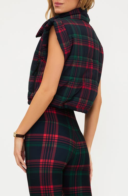 Beach Riot Canyon Plaid Crop Puffer Vest In Multi