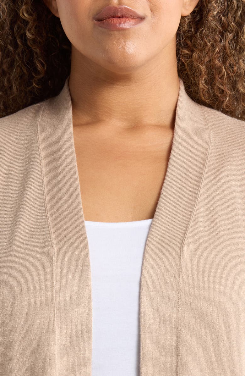 AK ANNE KLEIN Chatham Open Front Cardigan, Alternate, color, Latte