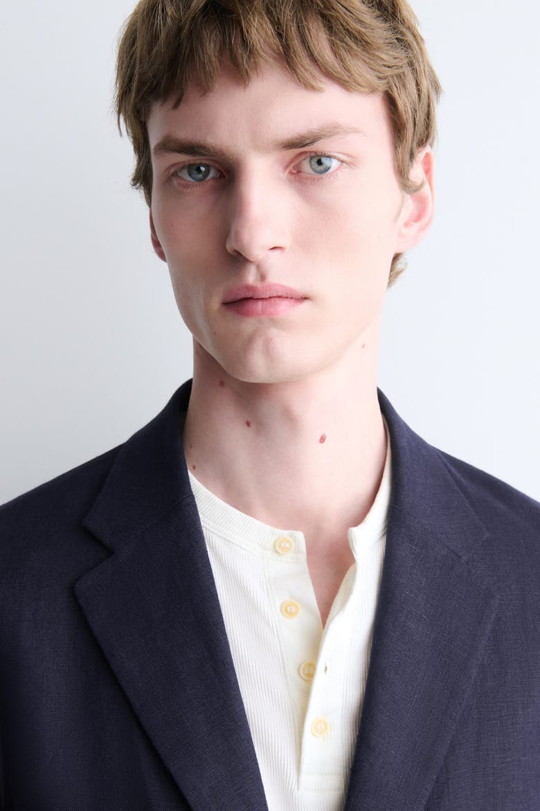 Single-breasted Linen Blazer, Alternate, color, NAVY