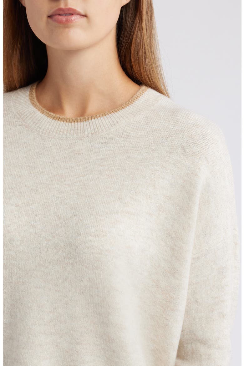 Tipped Crewneck Sweater, Alternate, color, MALTED