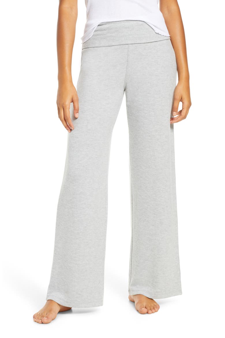 Foldover Wide Leg Lounge Pants, Main, color, GREY