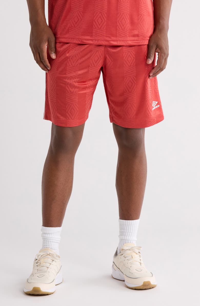 Umbro Jacquard Stripe Football Shorts, Main, color, Fire Whirl