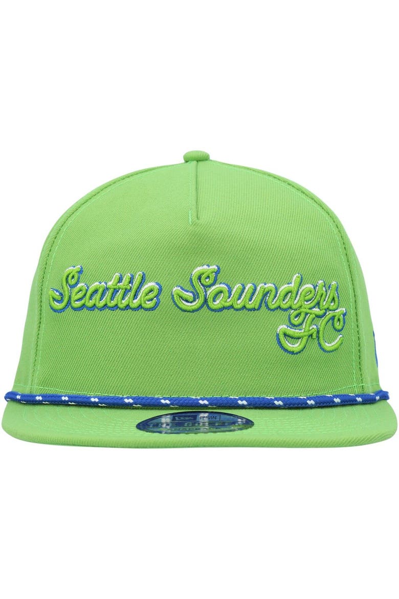 Men's New Era Rave Green Seattle Sounders FC Script Golfer Adjustable Hat, Alternate, color, Green