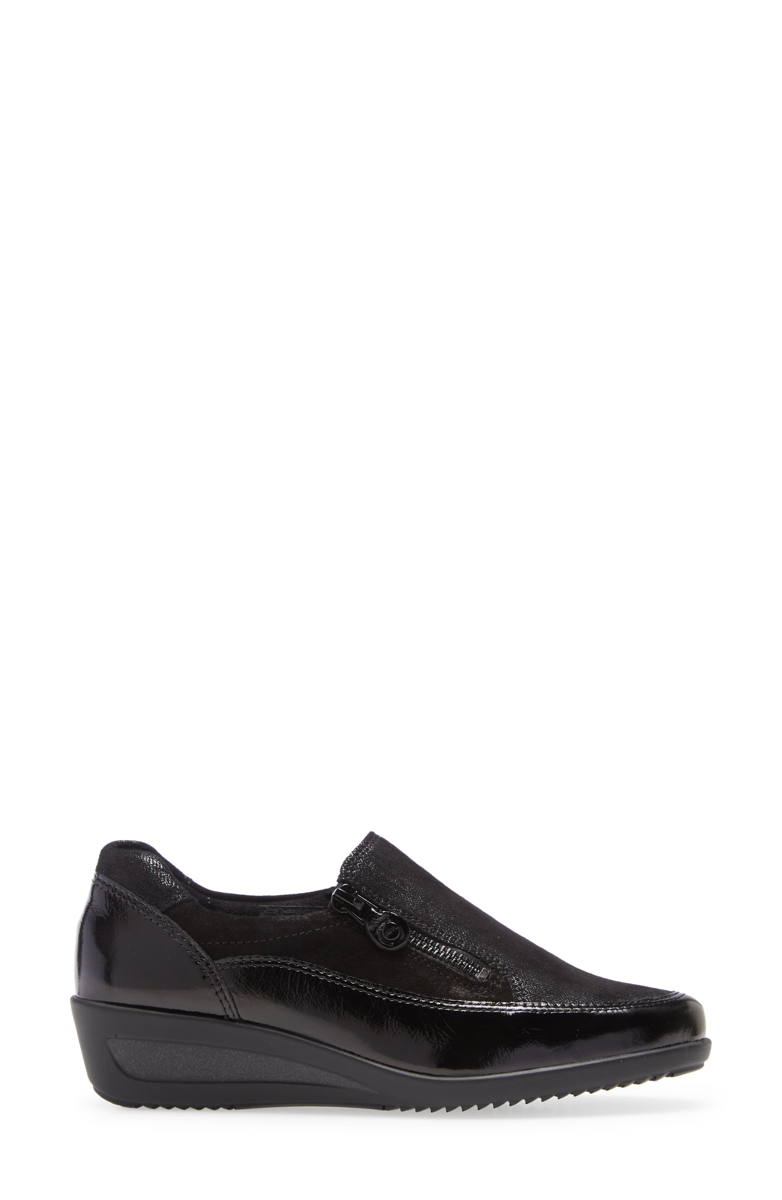 Zora Wedge Shoe, Alternate, color, BLACK NAPPA-METALLIC