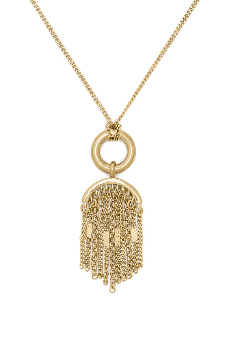 chain reaction tassel pendant necklace, Main, color, GOLD.