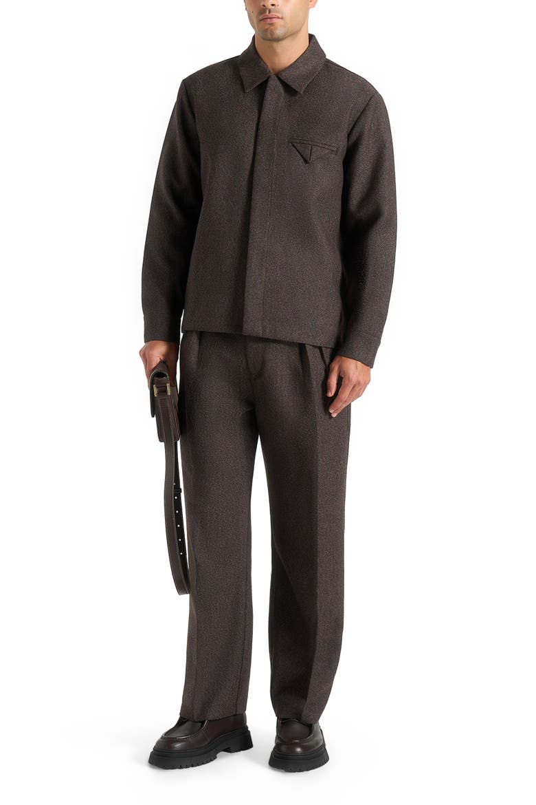 Pierre Relaxed Fit Melange Pleated Tailored Trousers, Alternate, color, Brown