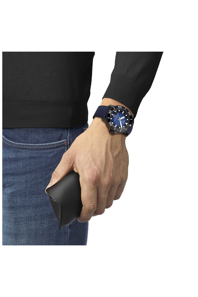 Seastar 2000 Professional Powermatic 80 Webbing Strap Watch, 46mm, Alternate, color, BLUE