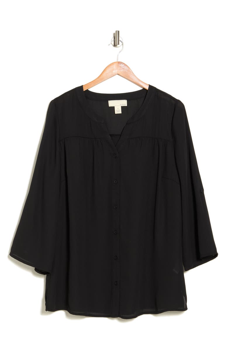 BY DESIGN Lorelai 3/4 Sleeve Blouse, Alternate, color, Black