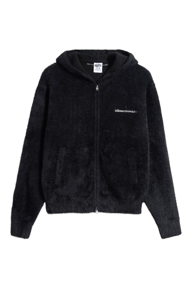 BB Fuzz Zip Hoodie, Alternate, color, BLACK