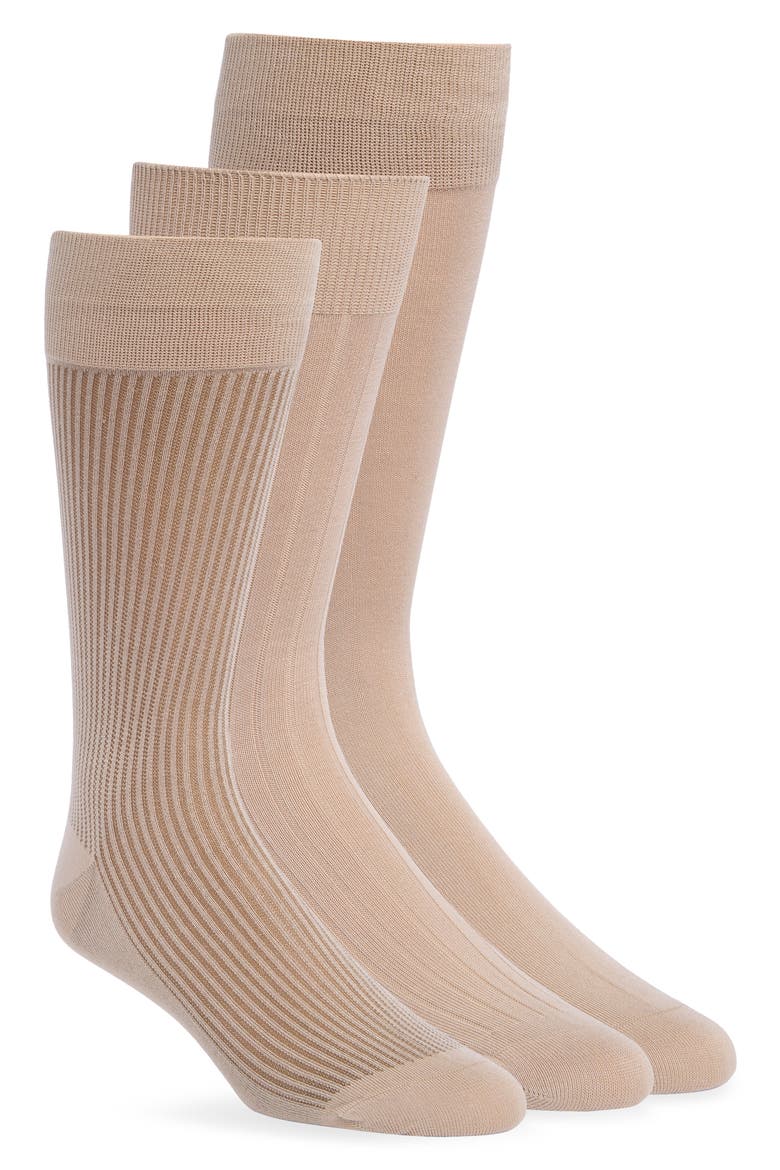3-Pack Dress Socks, Main, color, TAUPE