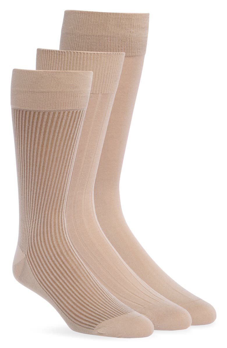 Lorenzo Uomo 3-Pack Dress Socks, Main, color, Taupe
