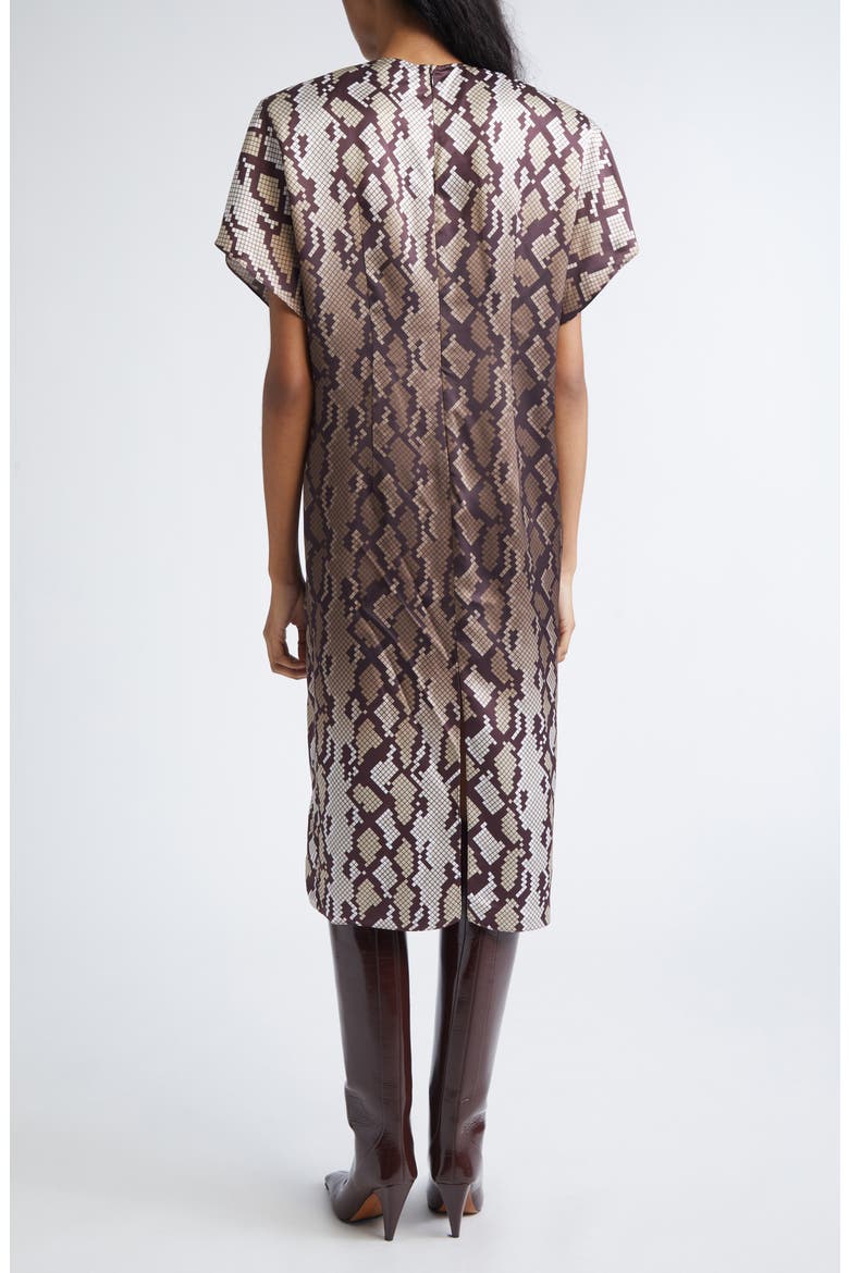 Snakeskin Print Satin Midi Dress, Alternate, color, NATURAL