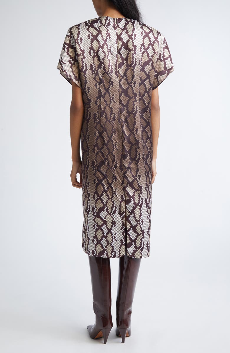 Stella McCartney Snakeskin Print Satin Midi Dress, Alternate, color, Natural