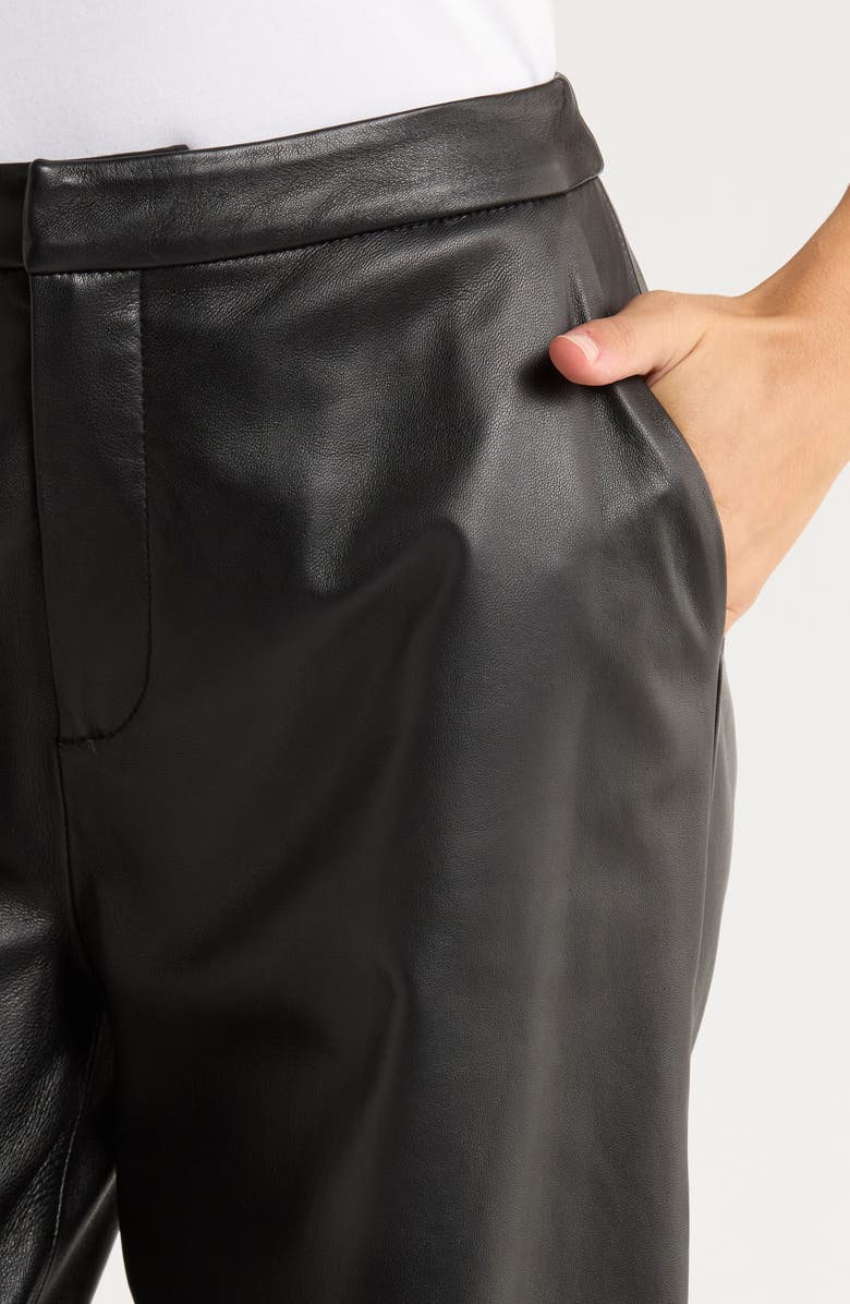 L'AGENCE Livvy Straight Leg Lambskin Leather Trousers, Alternate, color, Black