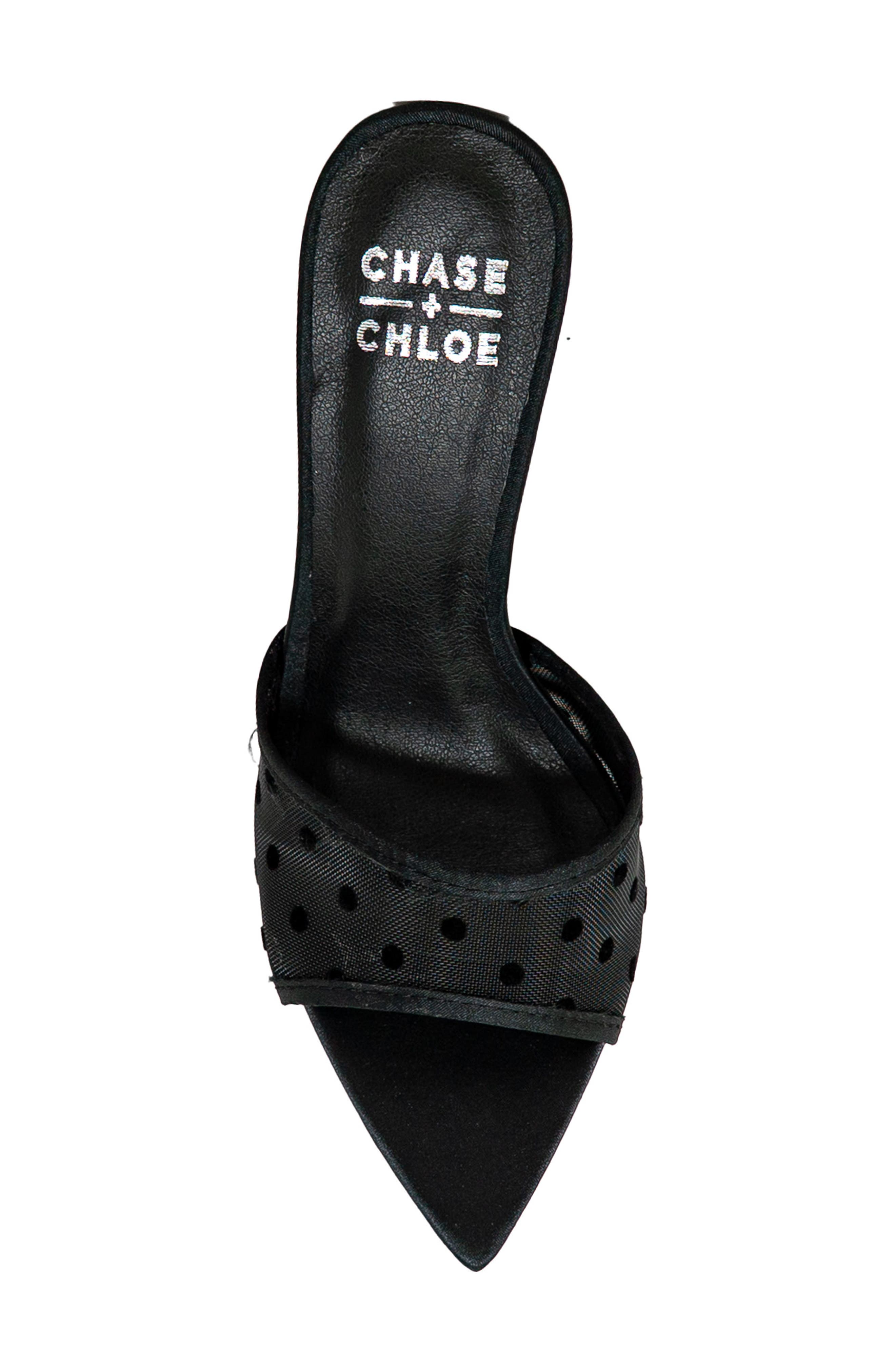 Polka Dot Mesh Slide Sandal, Alternate, color, BLACK