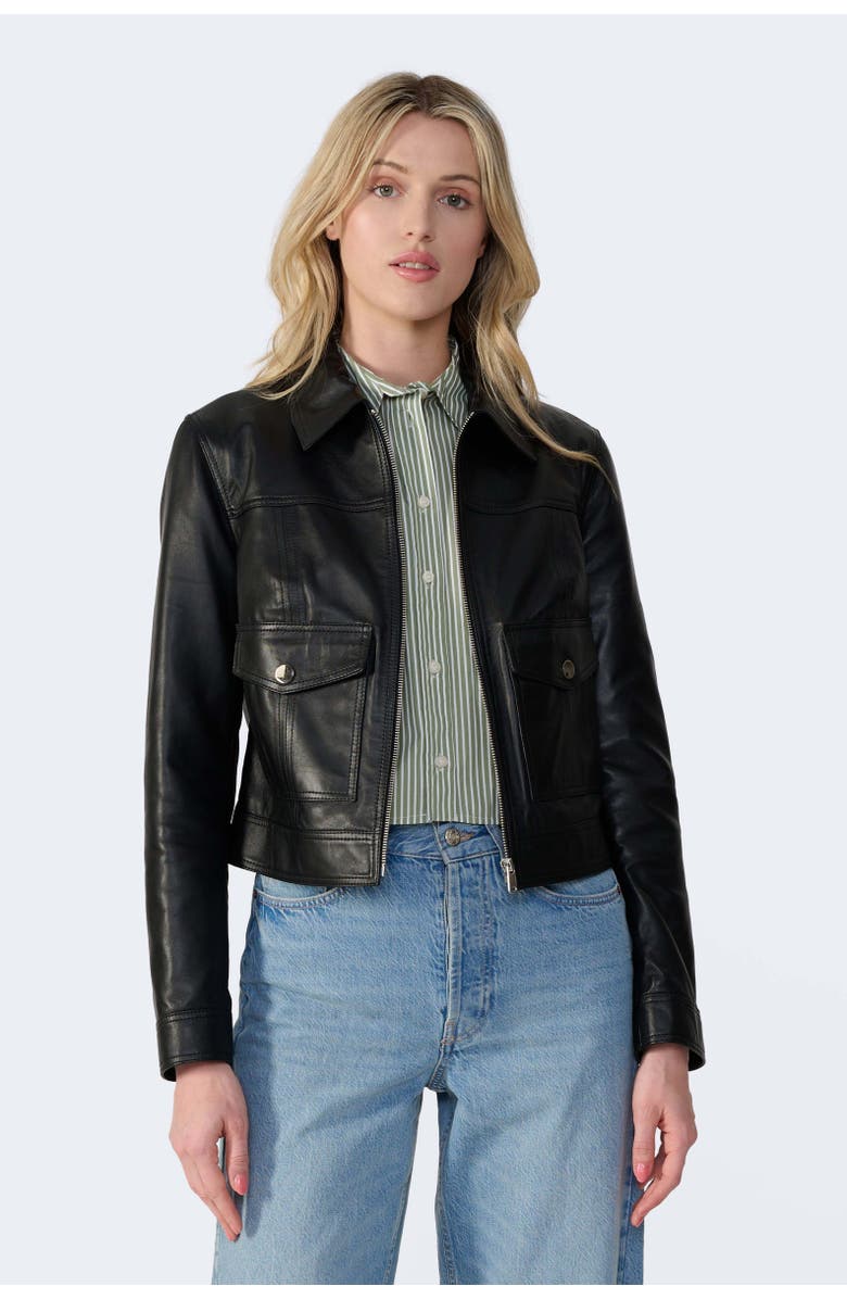 FURNIQ UK Flora Leather Jacket, Main, color, Black
