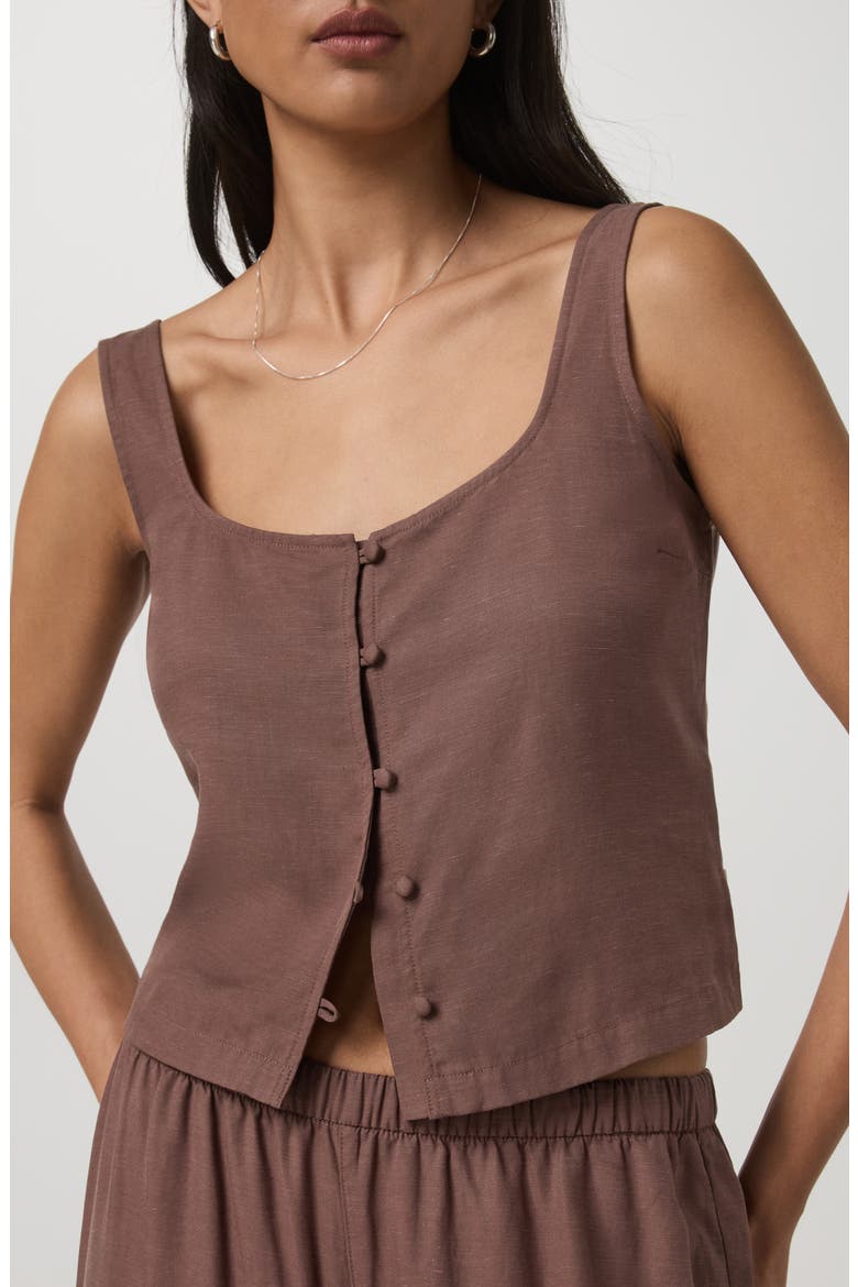 Trestles Twill Button Tank, Alternate, color, SABLE