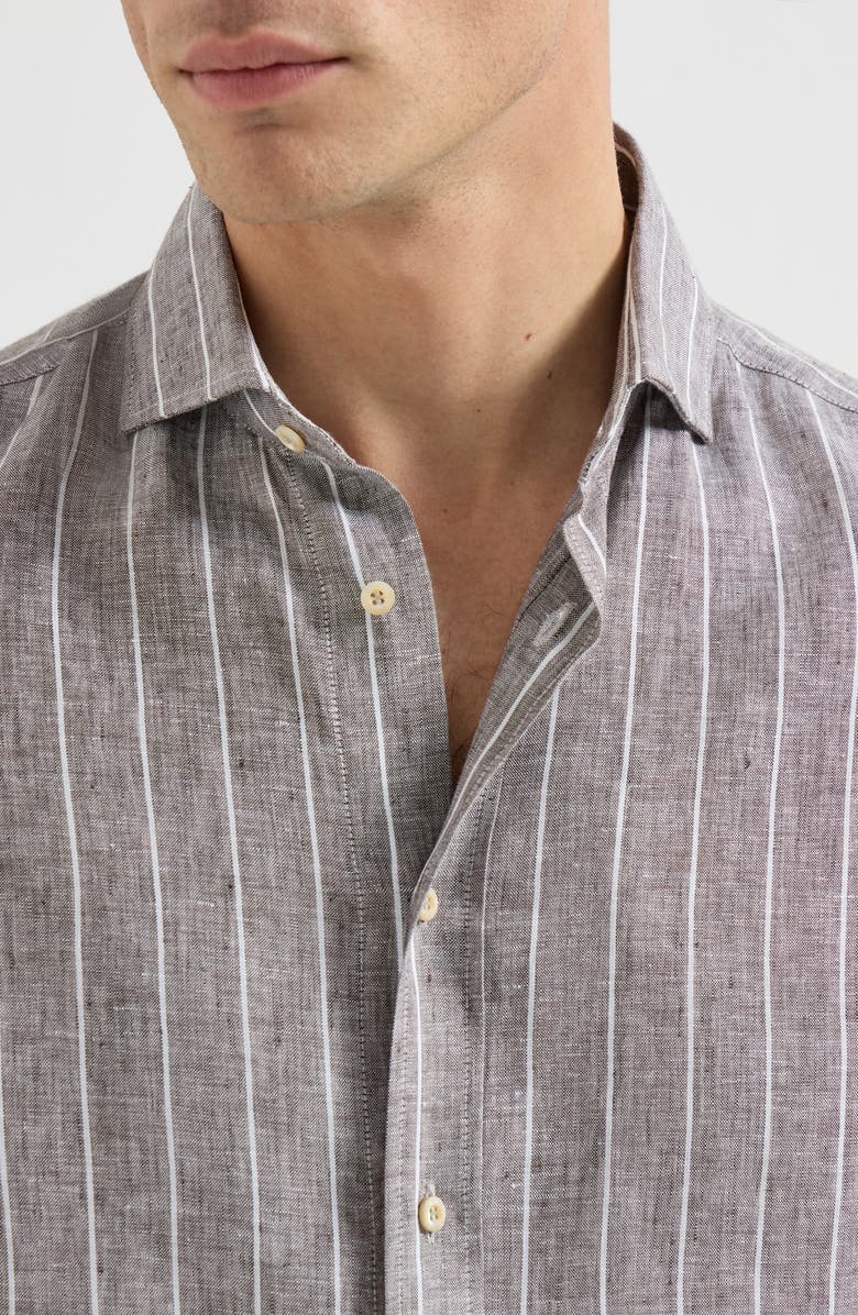 Brunello Cucinelli Chalk stripe shirt, Alternate, color, Hazelnut