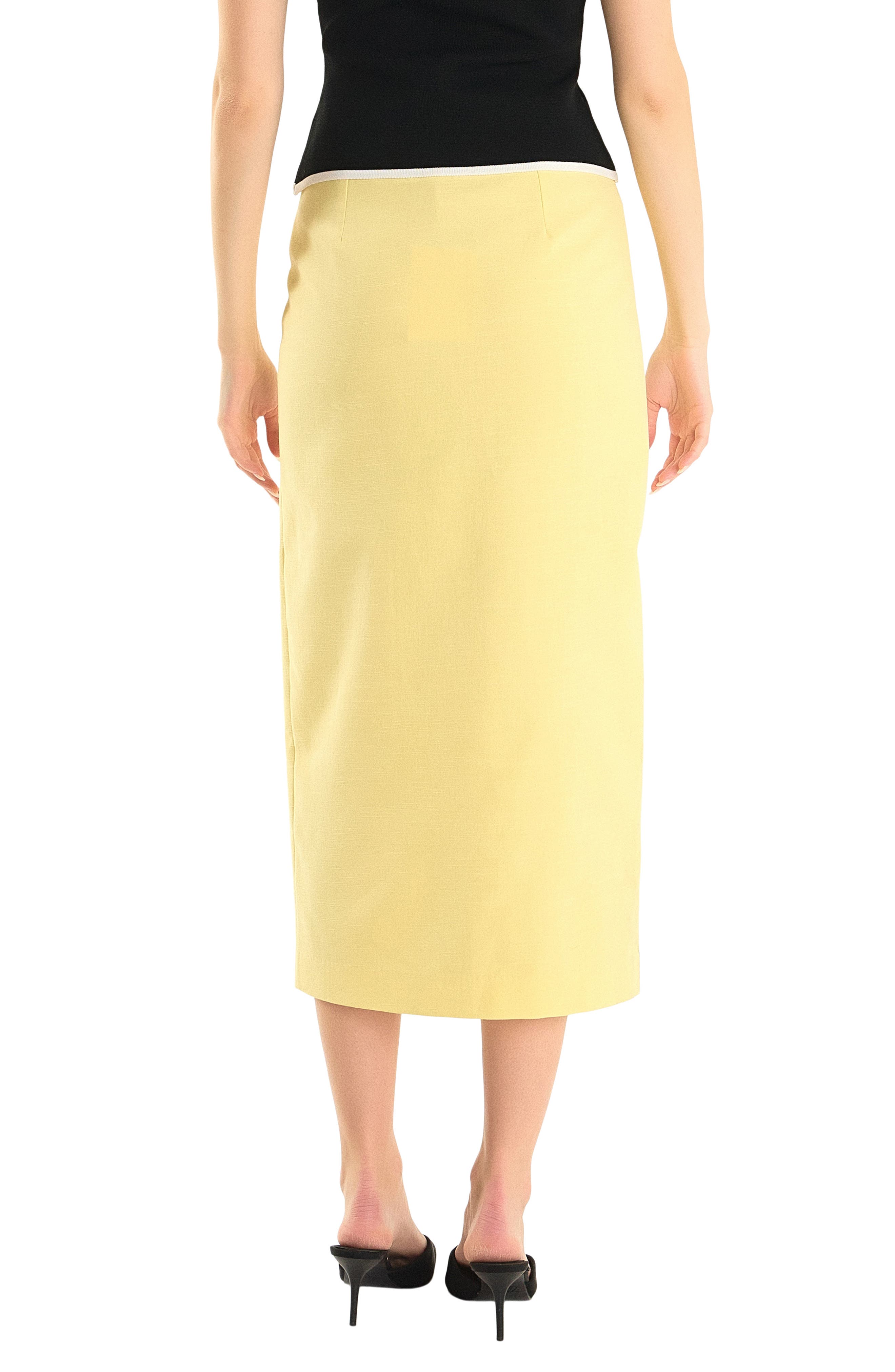 Front Slit Linen Blend Midi Skirt - image 4