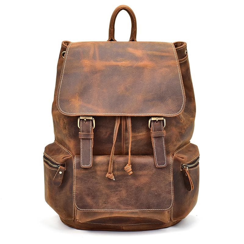 STEEL HORSE LEATHER The Hagen Backpack | Vintage Leather Backpack, Main, color, Brown